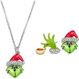 Christmas Earrings Necklace Jewelry Sets  Cute Christmas Gifts- Festive Christma